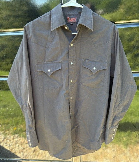 Vintage Plains Western Wear Black Pearl Snap