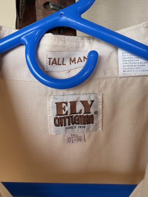 Vintage Ely Cattlemen White Tall Man Pearl Snap