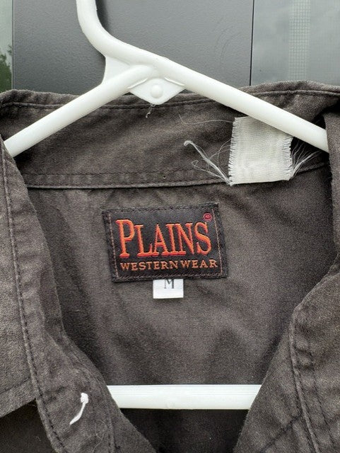 Vintage Plains Western Wear Black Double Snap Pocket Pearl Snap