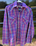 Vintage Panhandle Slim Purple Plaid Pearl Snap