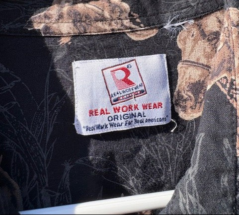 Vintage Real Work Wear -Button-Up- Horse Heads Design