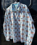 Panhandle Rough Stock - White & Aztec Print - Pearl Snap