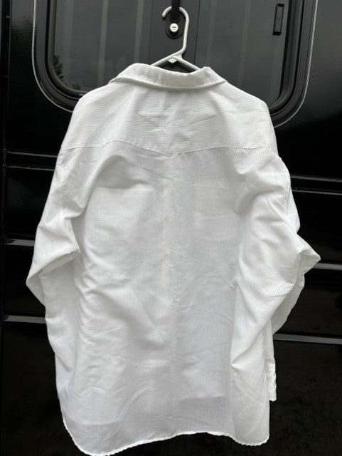 Vintage Saddle King White Ridged Fabric Pearl Snap - 2XL