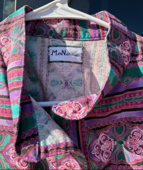 Vintage MoNana Button-Up Pink & Purple Design