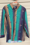 Vintage Express Rider Teal & Purple Button Up