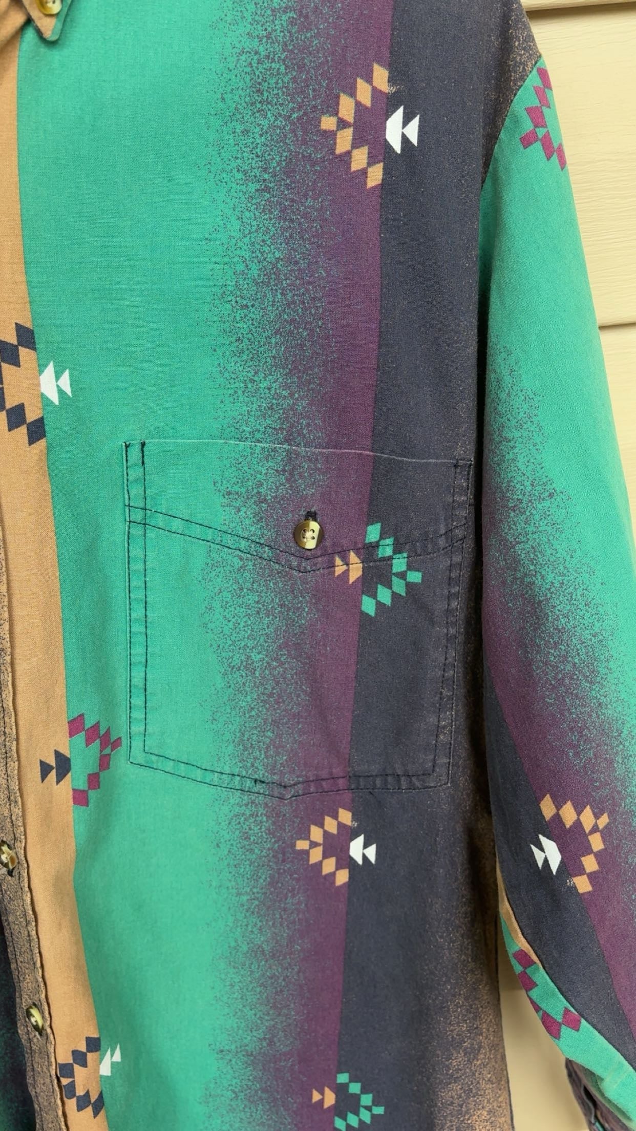 Vintage Express Rider Teal & Purple Button Up