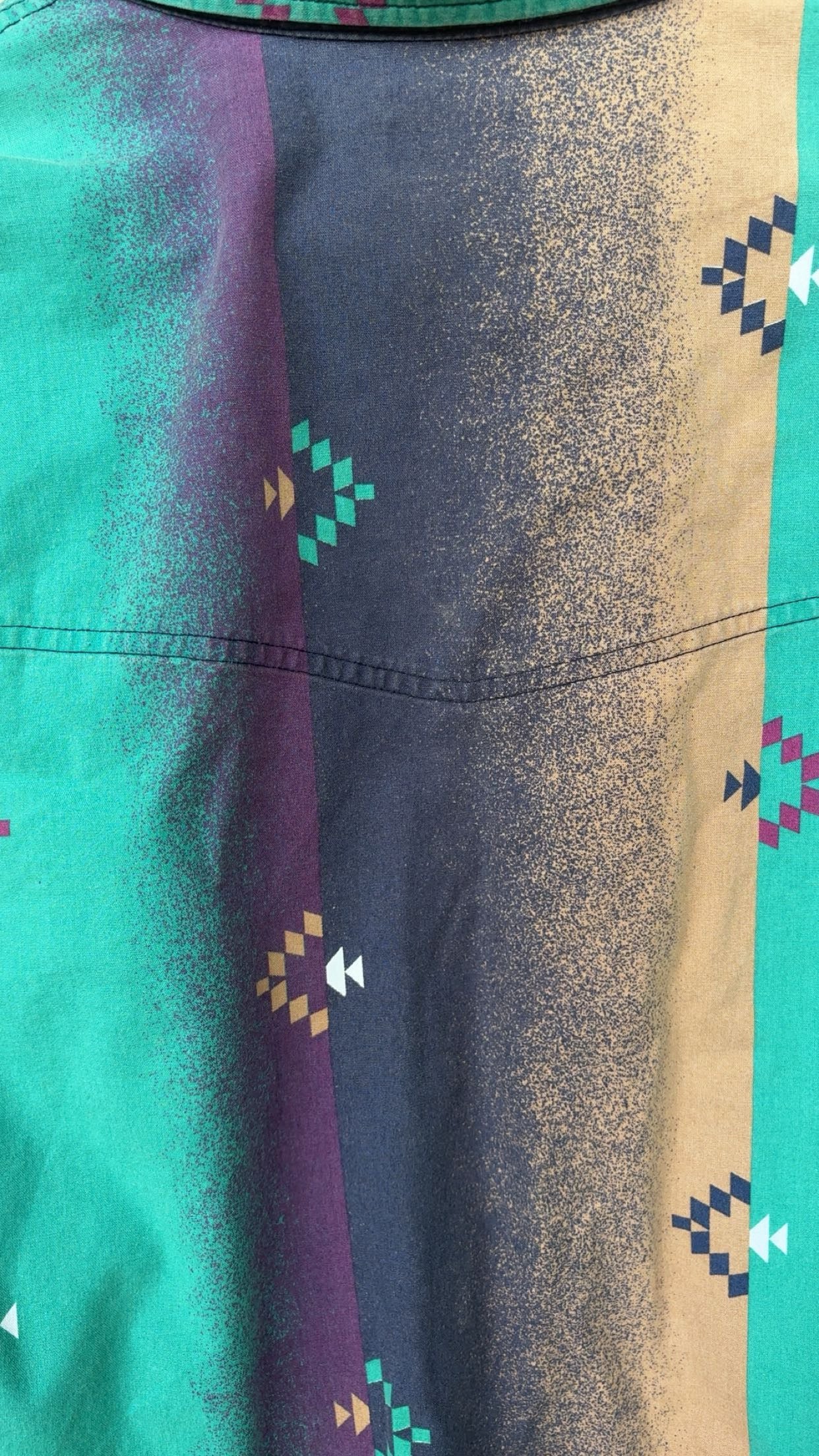 Vintage Express Rider Teal & Purple Button Up