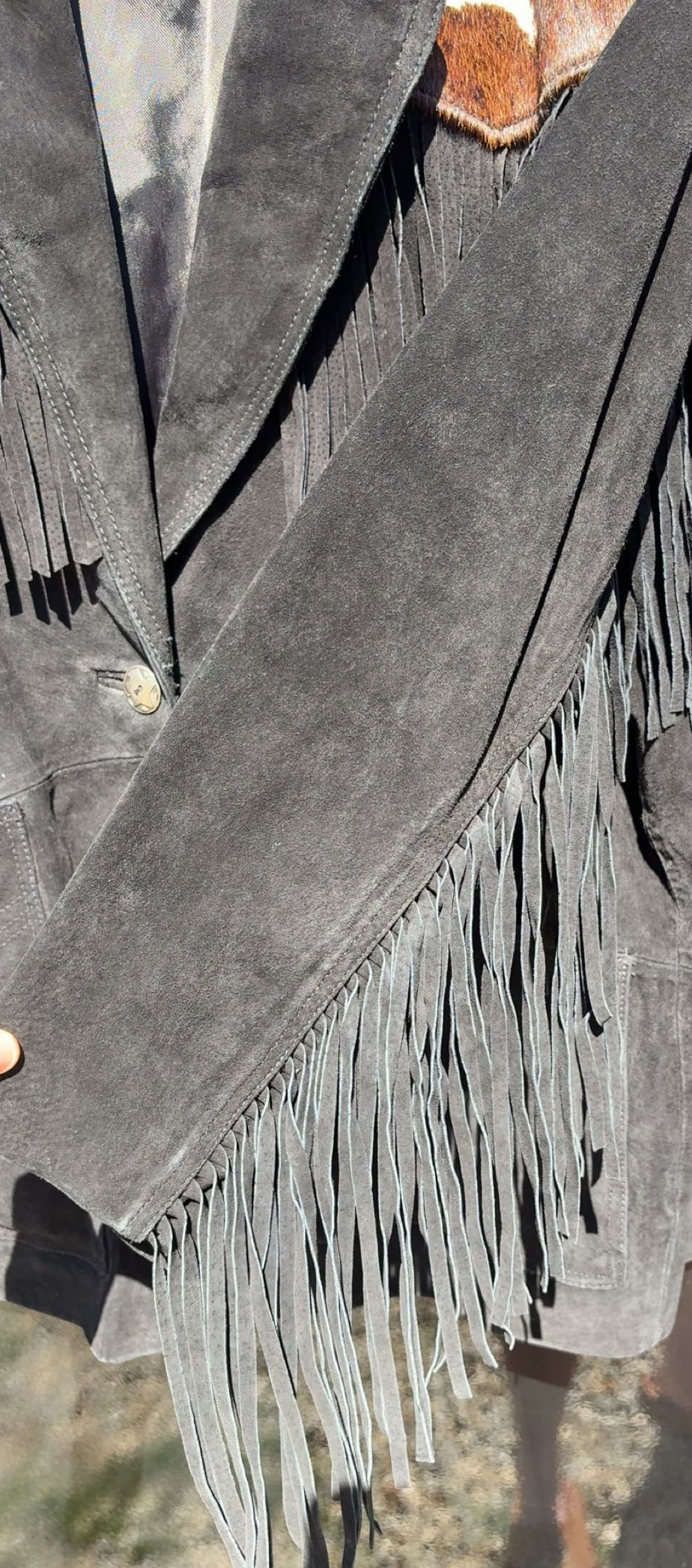 100% Leather And Cowhide Vintage Fringe Jacket