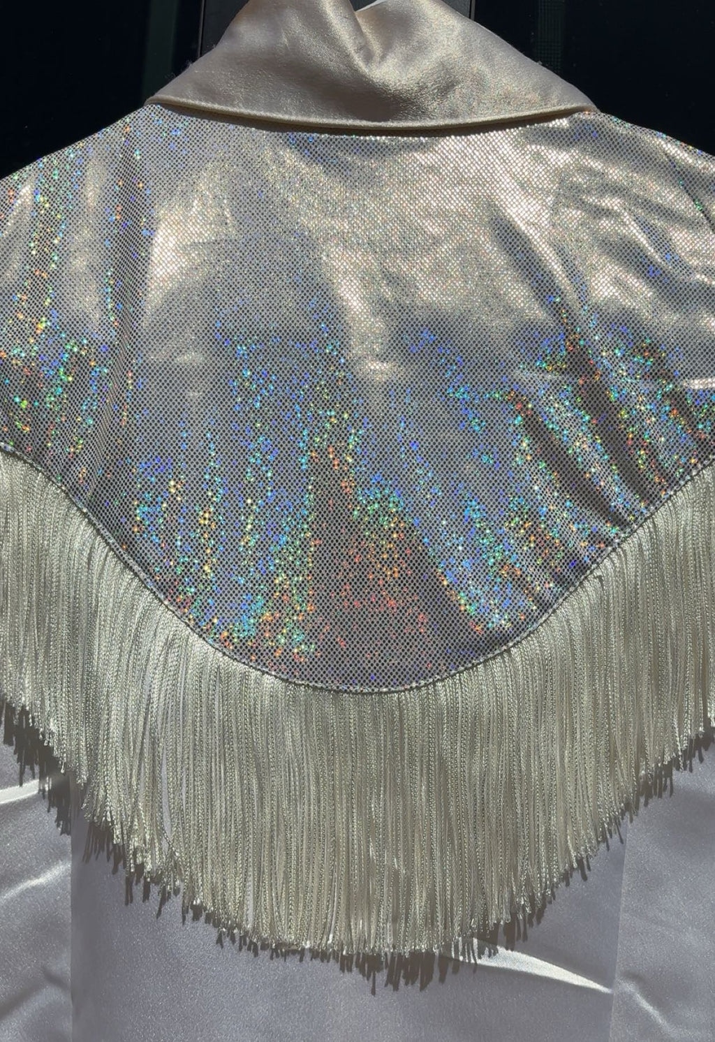 Vintage Banjo White Sparkle Fringe Peformance Shirt