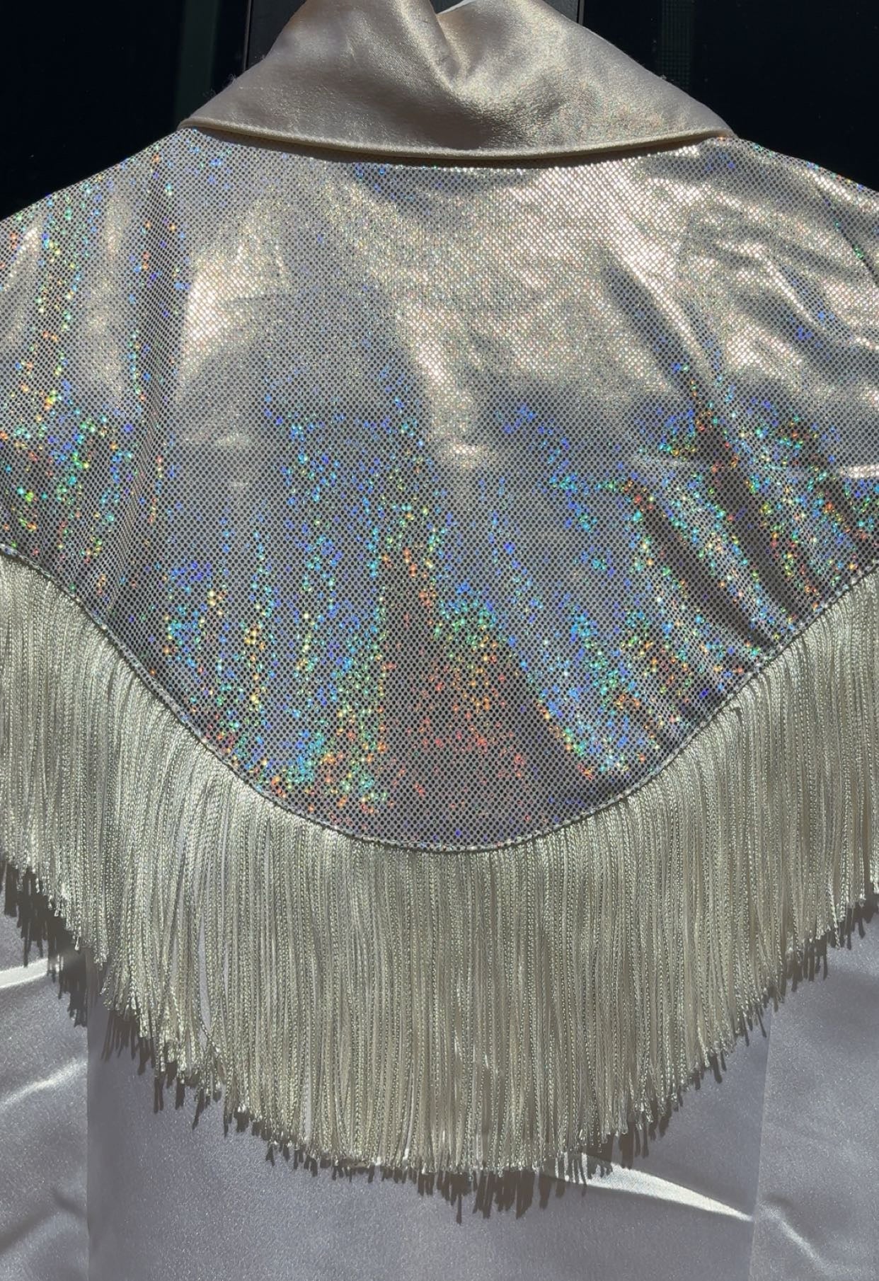 Vintage Banjo White Sparkle Fringe Peformance Shirt