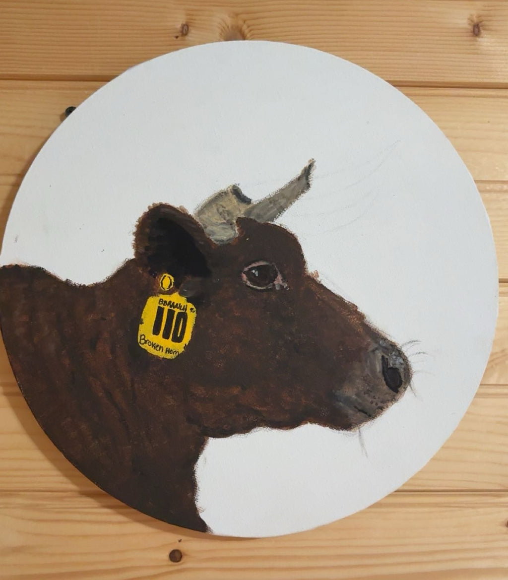 "Broken Horn" Hand Painted Bull Picture