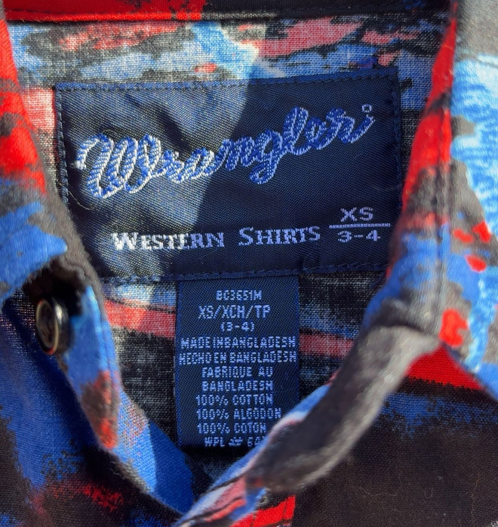 Vintage Wrangler Little Kids Lightning And Tornado Pearl Snap