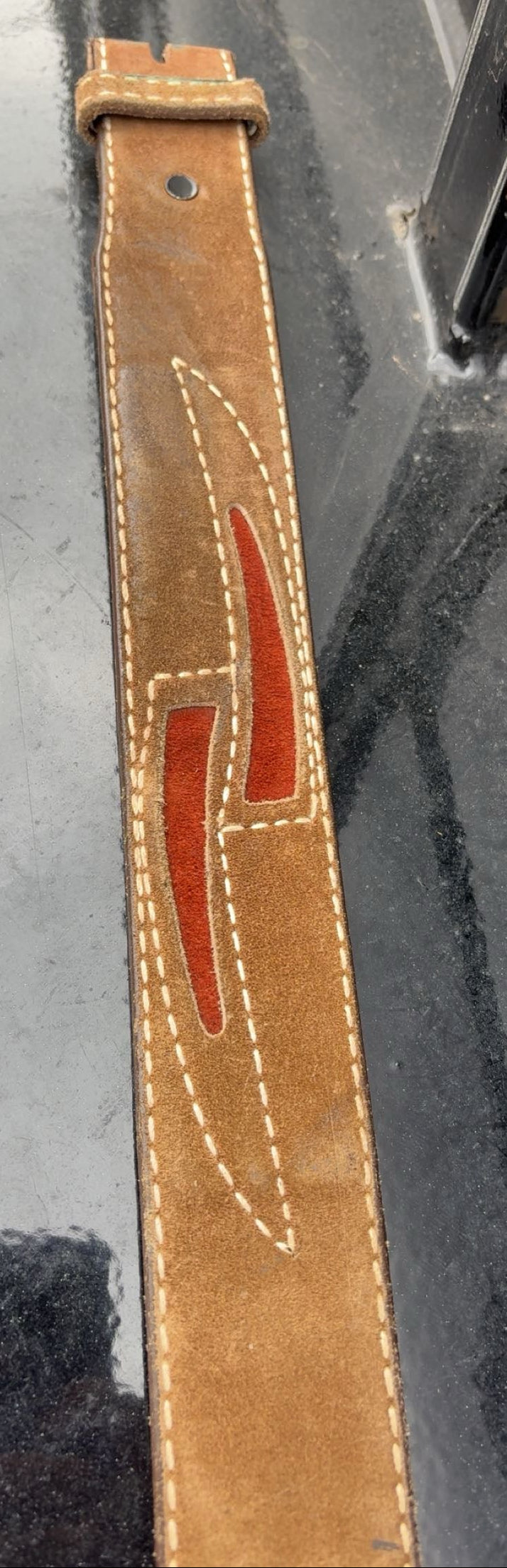 Vintage Brown And Red Suede Leather Belt