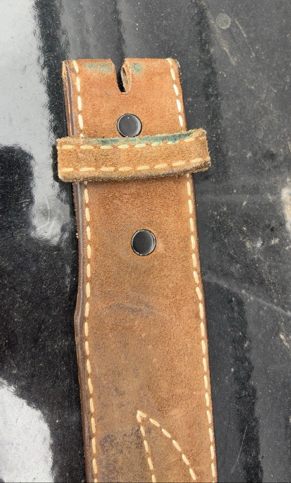 Vintage Brown And Red Suede Leather Belt