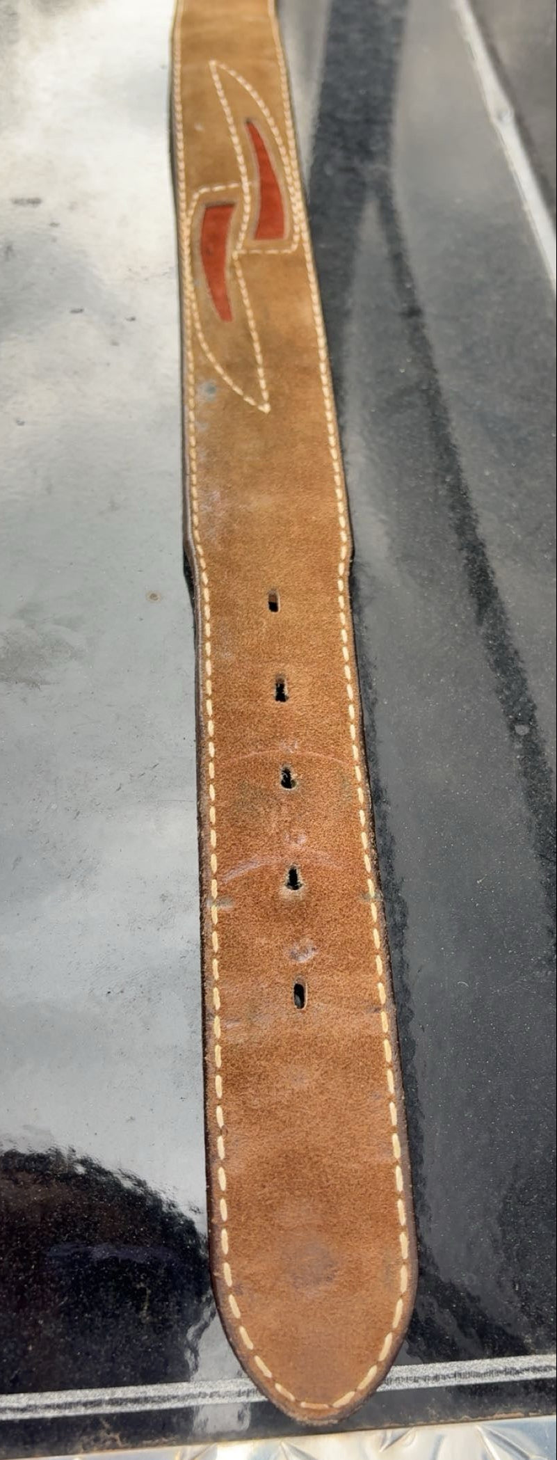 Vintage Brown And Red Suede Leather Belt