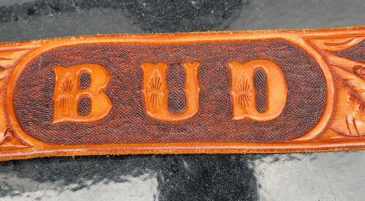 Unbranded "BUD" Leather Tooled Belt