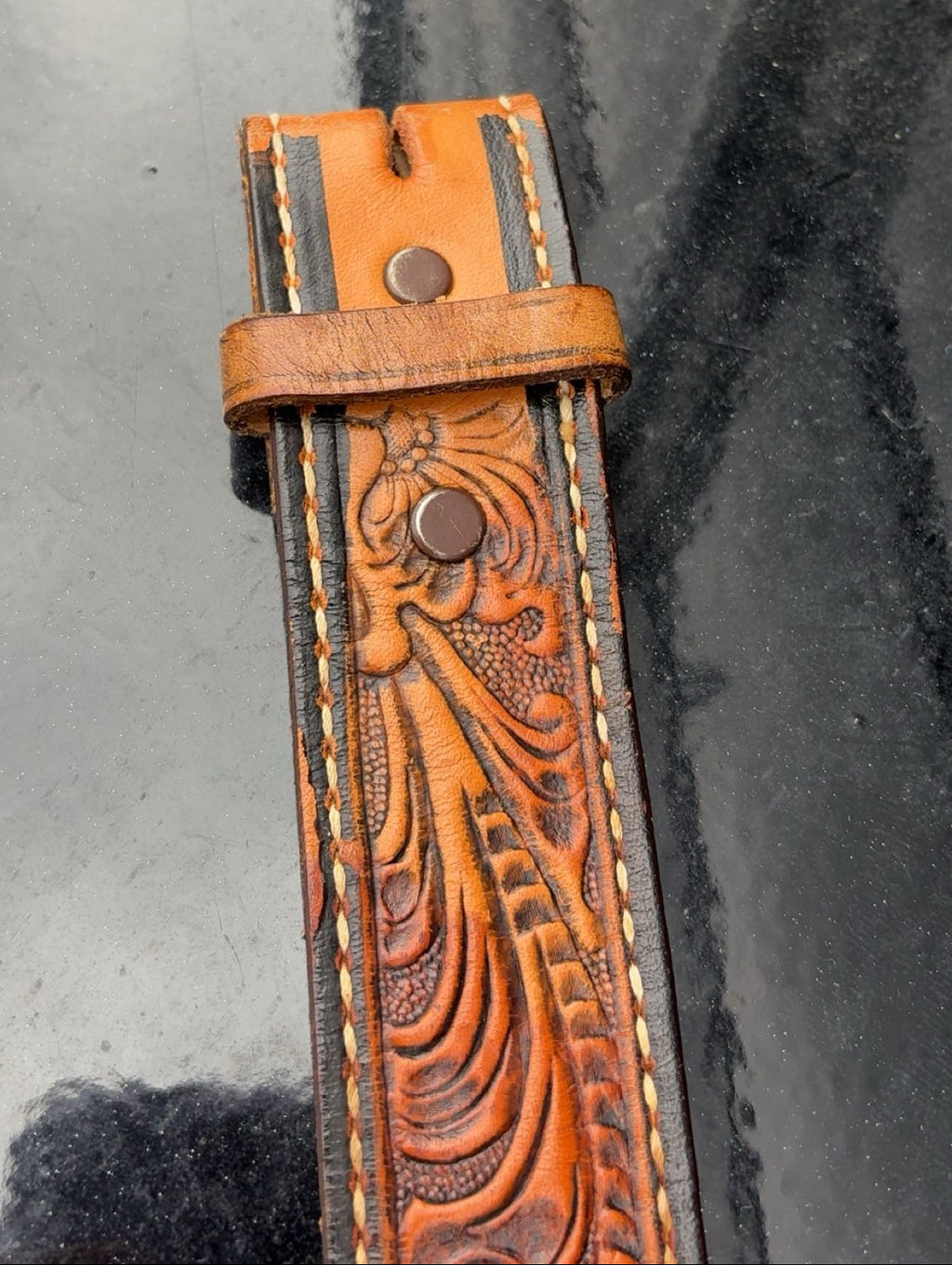 Vintage Tony Lama "Jeannie" Tooled Leather Belt