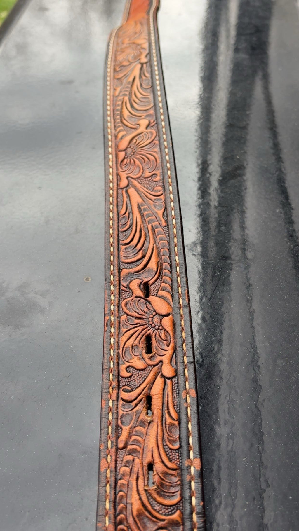 Vintage Tony Lama "Jeannie" Tooled Leather Belt