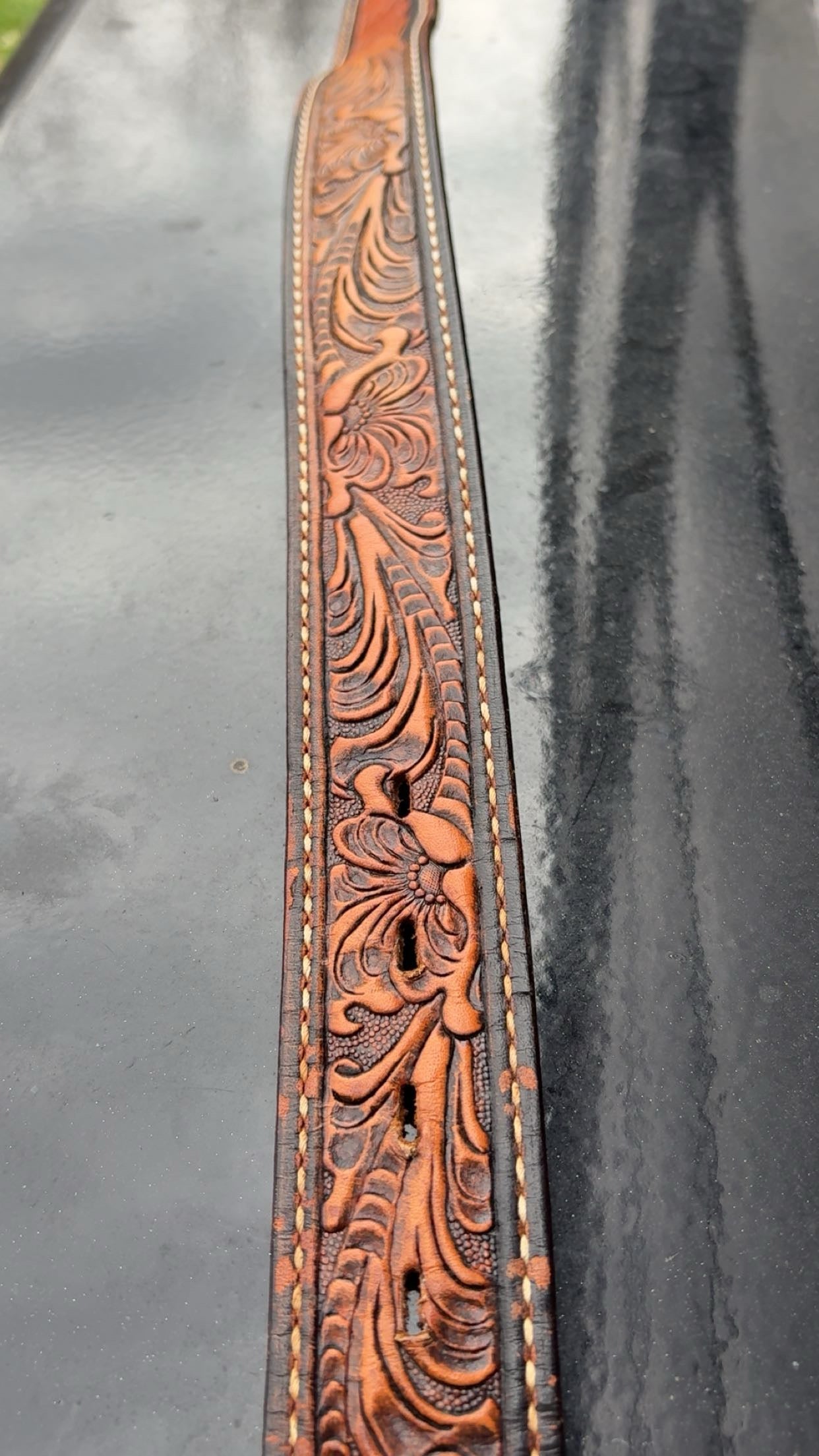 Vintage Tony Lama "Jeannie" Tooled Leather Belt