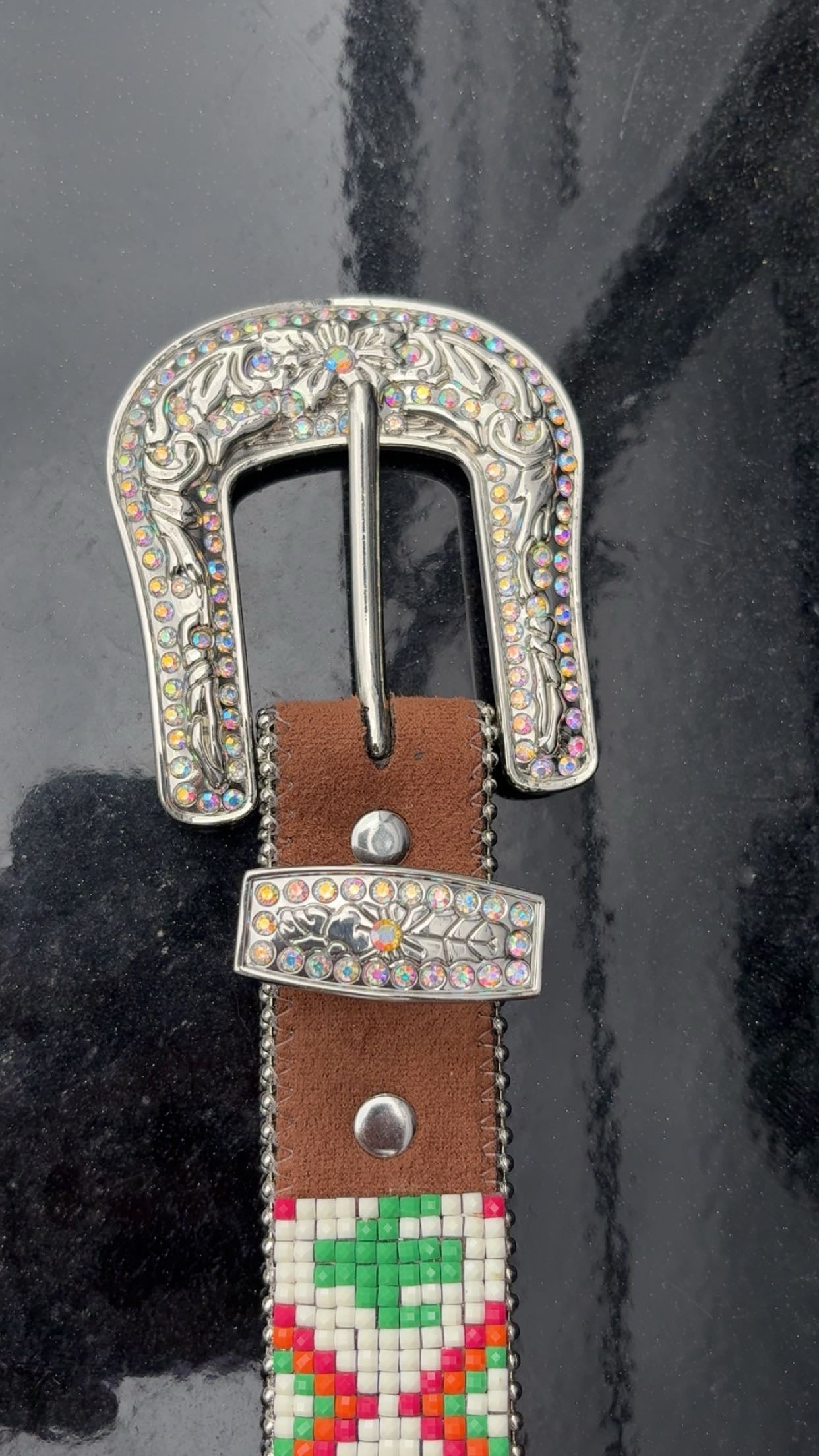 BRAND NEW Angel Ranch Beaded Cactus Kids Belt With Buckle