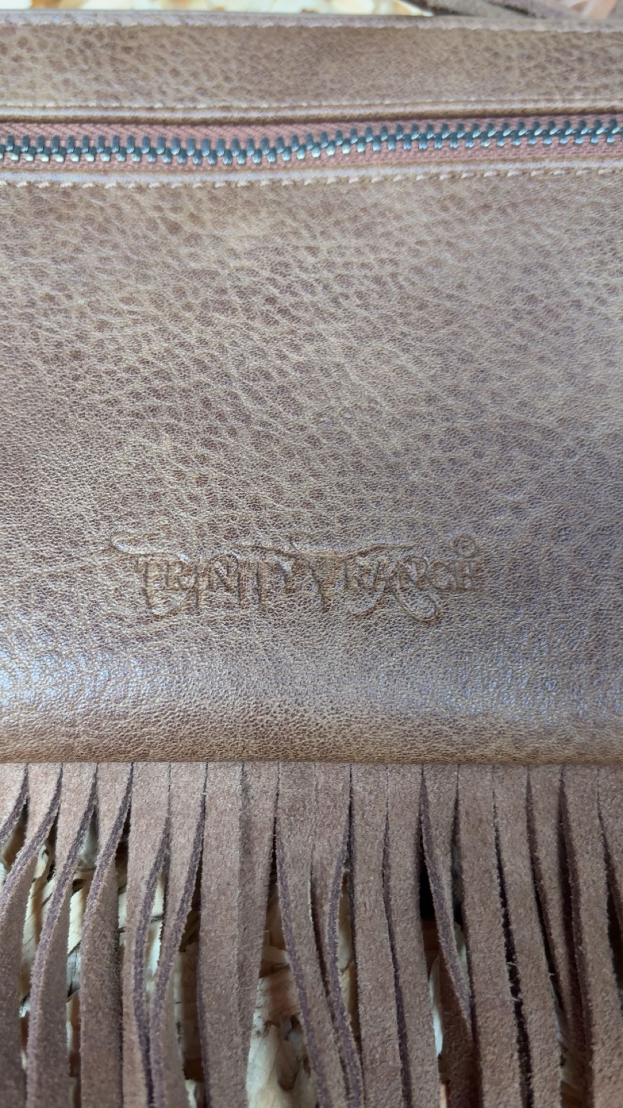 Trinity Ranch Cowhide And Fringe Leather Clutch Purse