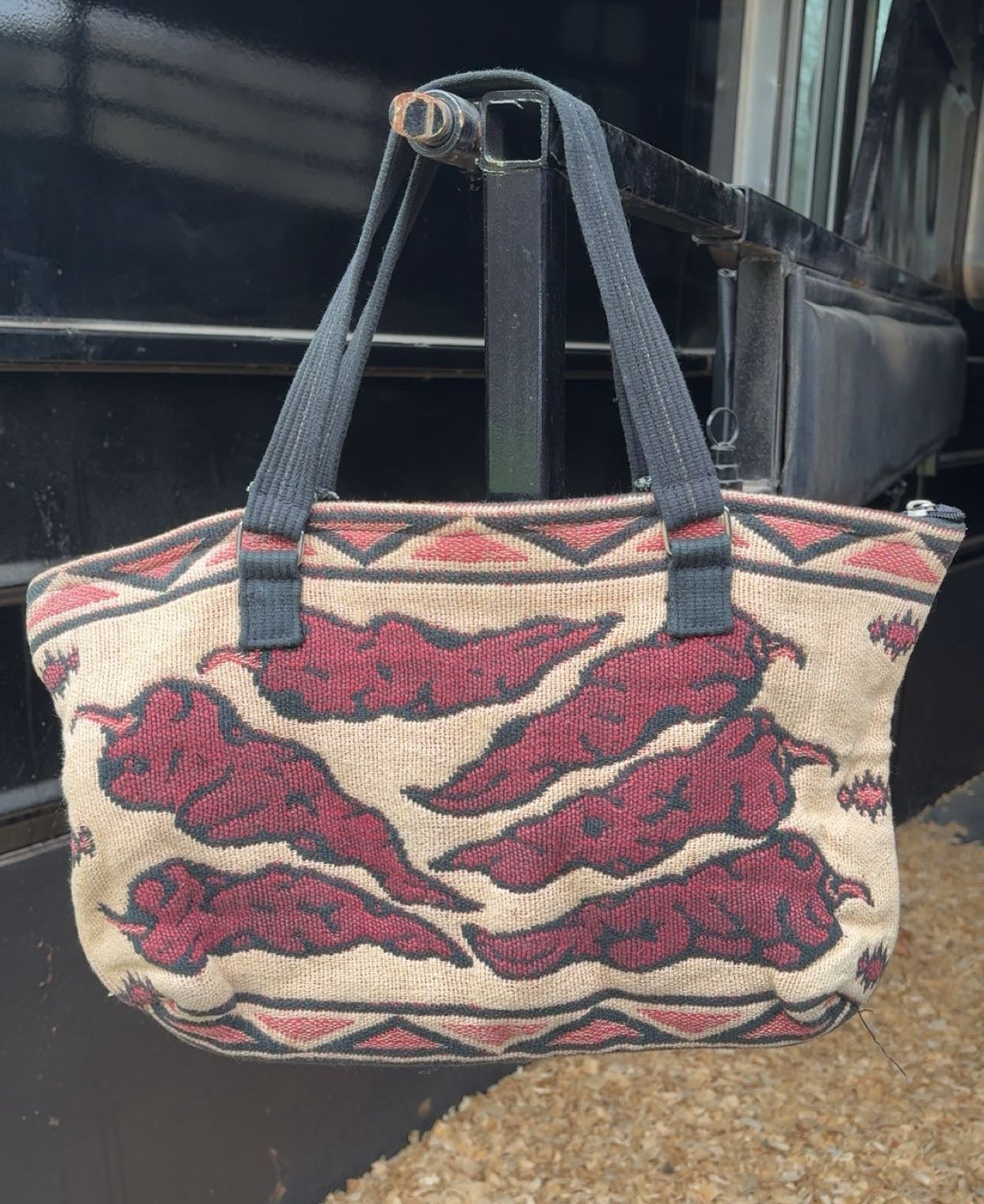 Vintage Western Tapestry Purse With Red Peppers