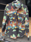 Black Cowboys And Cattle Drive Button Up Homemade