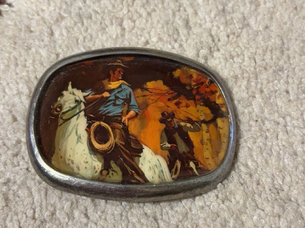 Vintage Cowboys And Desert Belt Buckle
