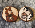 Custom Handmade Wood Burned - Saddle Broncs Coaster Set Of 2