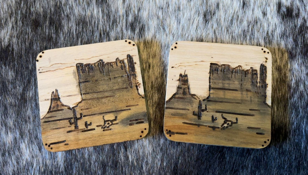 Custom Handmade Wood Burned - Desert Coaster Set Of 2