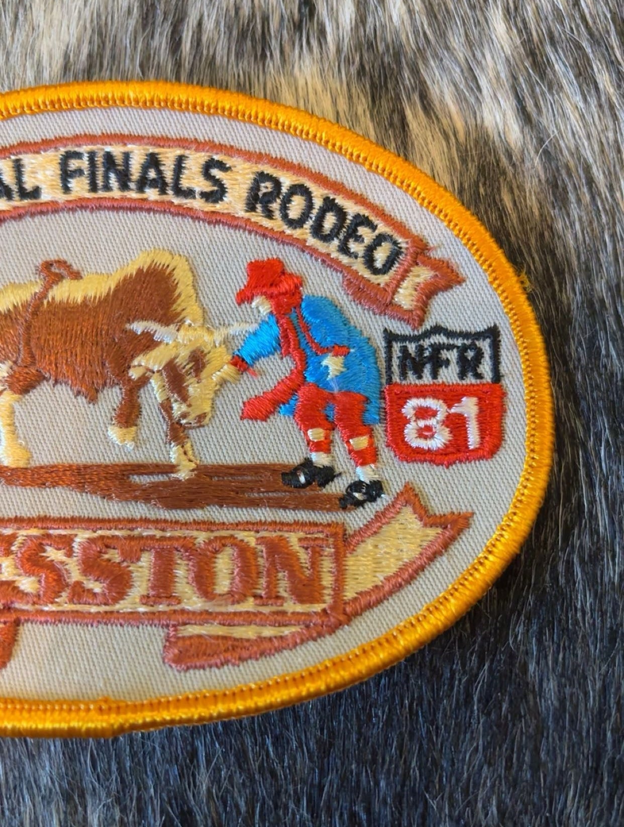 Vintage National Finals Rodeo 1981 Large Bull Fighting Patch