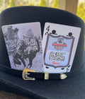 Black & White Saddle Bronc And Back Number Bedazzled Hat Card Set