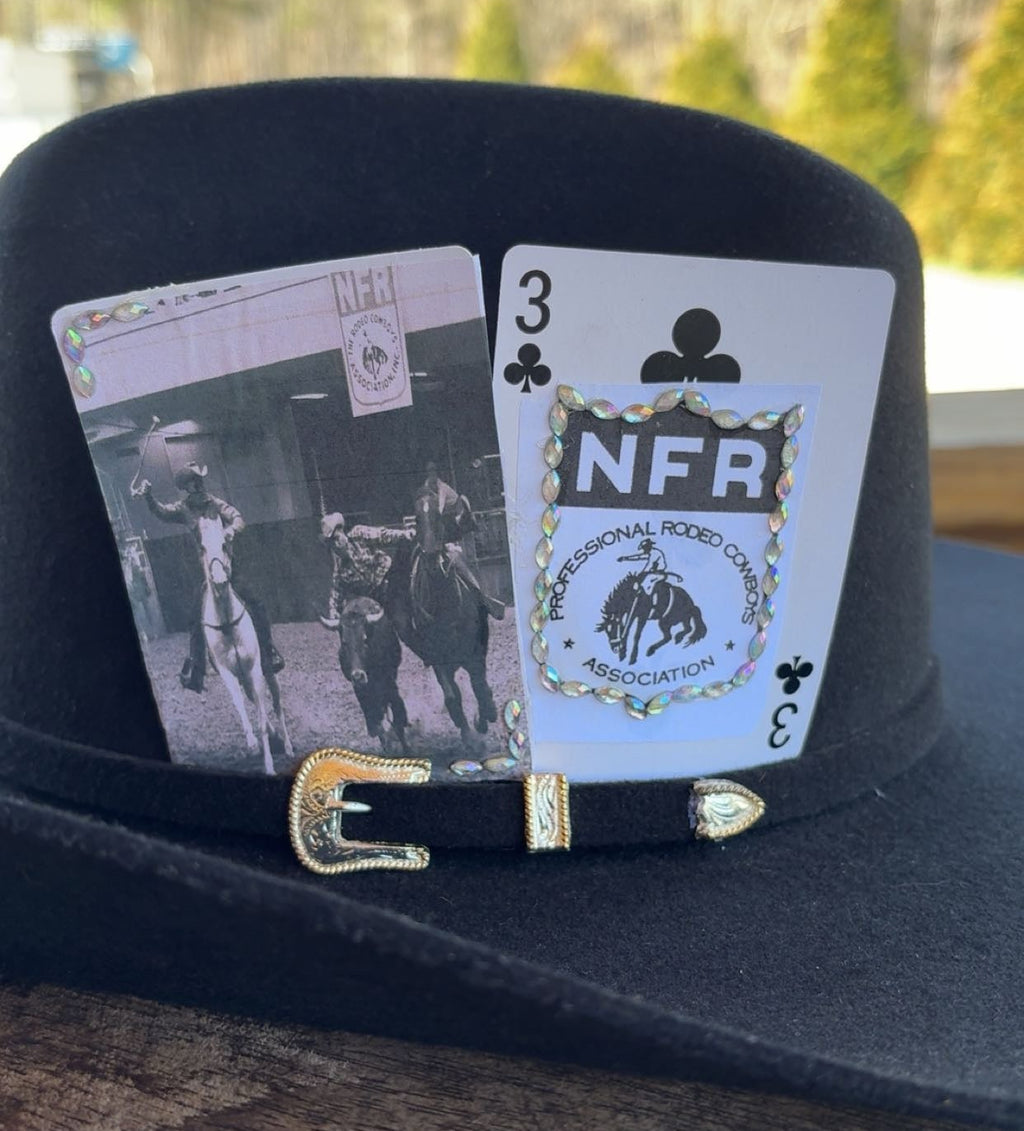 Black & White Steer Wrestling And Rodeo Logo Hat Card Set