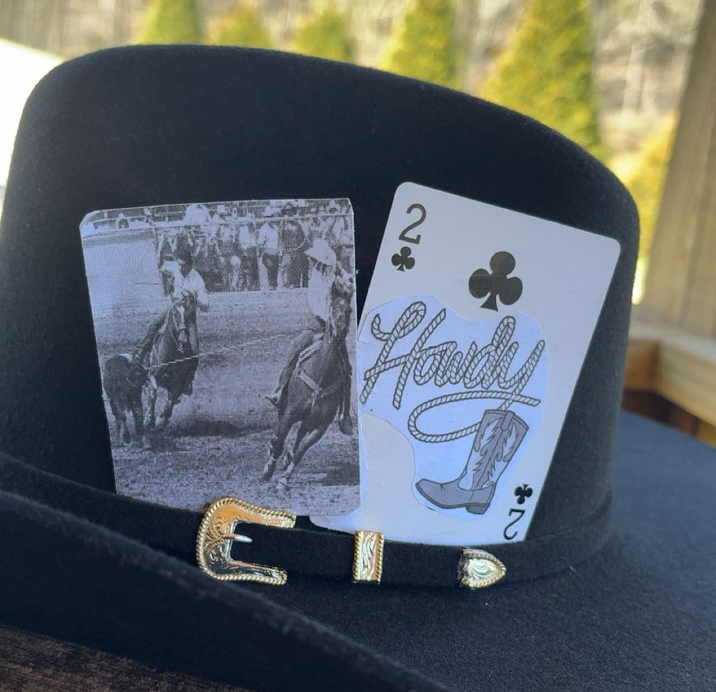 Black & White Vintage Team Roping And Howdy Rope Hat Card Set