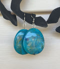 Giant Teal & Brown Marbled Drop Earrings
