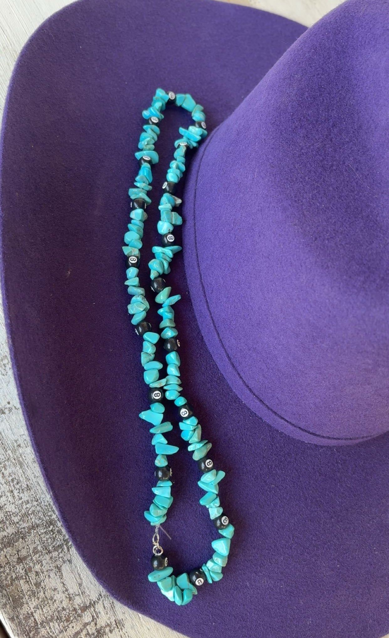 Turquoise & 8 Ball Beaded Hat Band
