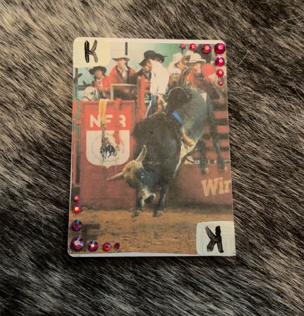 Bull Riding Vintage Painted Single Hat Card