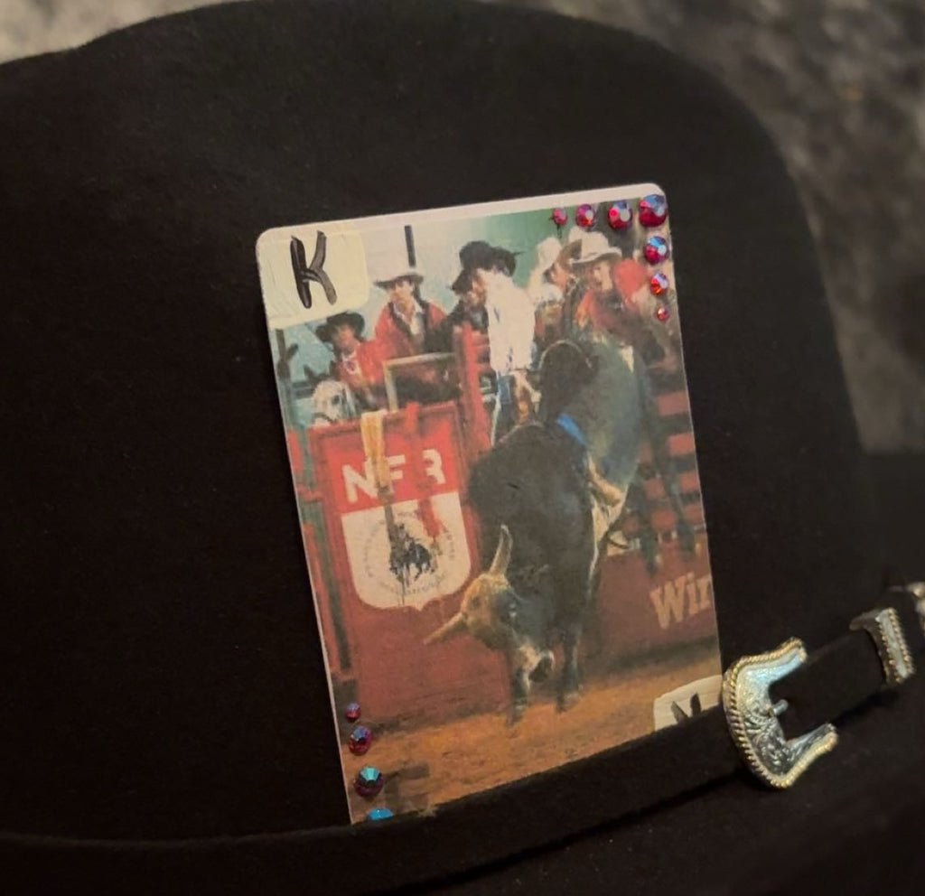 Bull Riding Vintage Painted Single Hat Card
