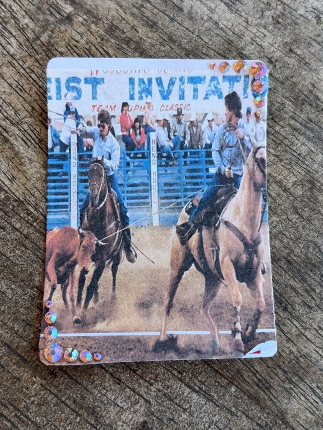 Vintage Team Roping Bedazzled Single Hat Card