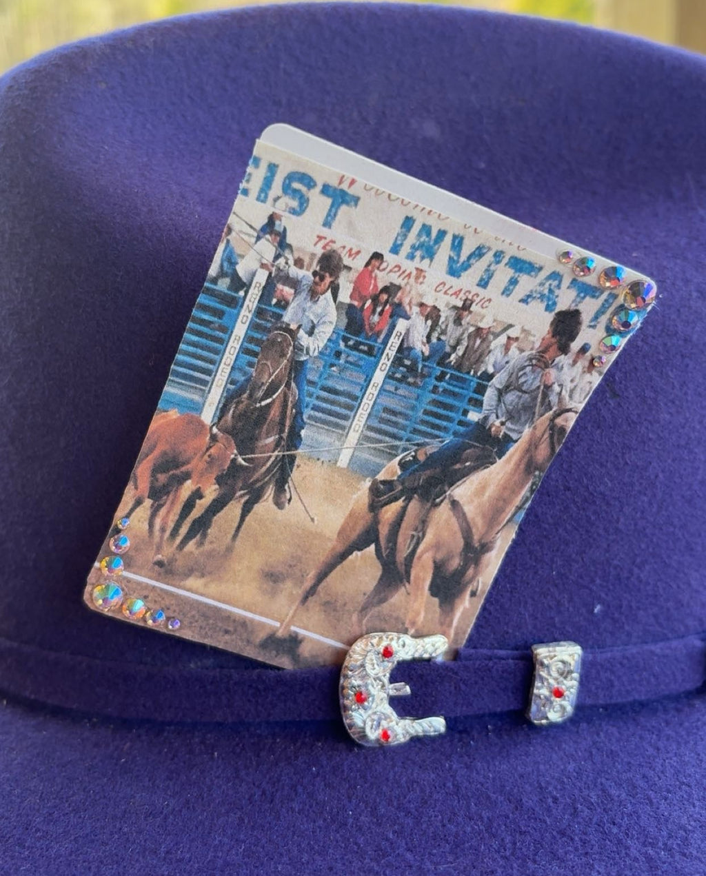 Vintage Team Roping Bedazzled Single Hat Card