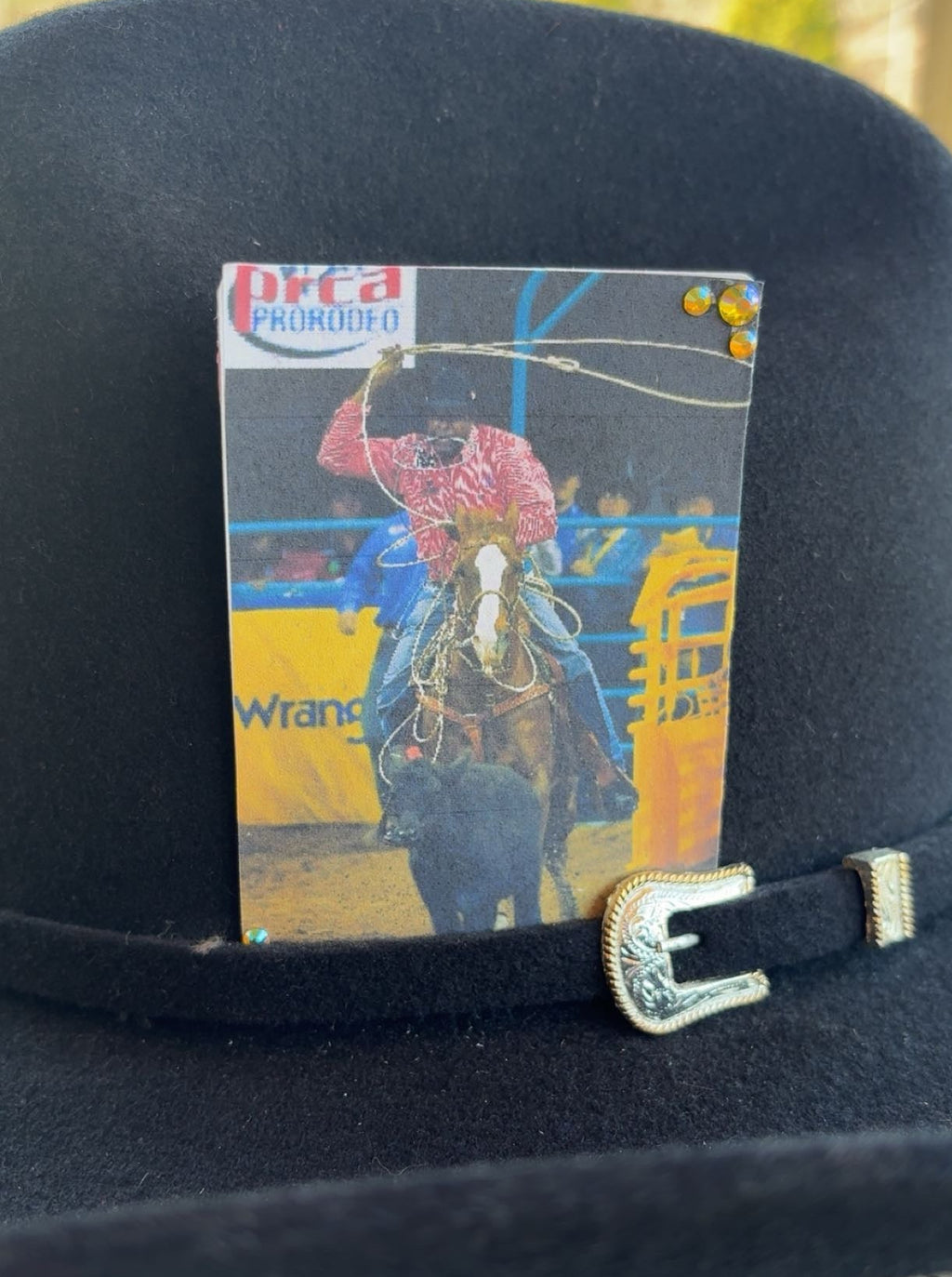 Vintage Bedazzled Tie-Down Roping Single Hat Card