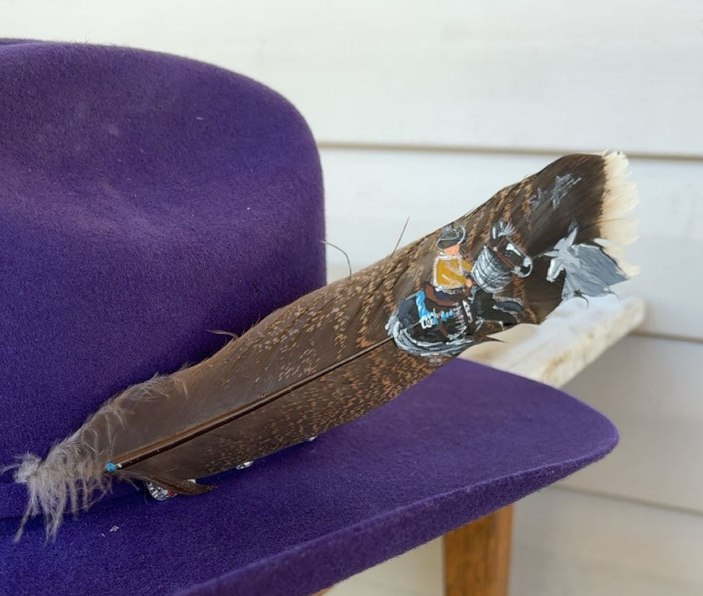 Cutting Horse Painted Turkey Feather