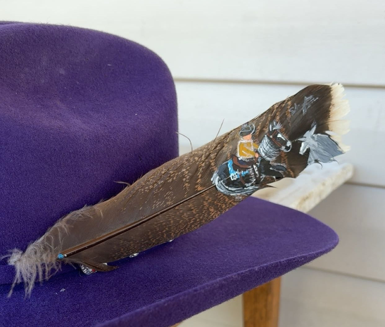Cutting Horse Painted Turkey Feather