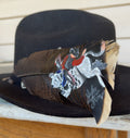 Bull Riding - Red Shirt - Large Painted Turkey Feather