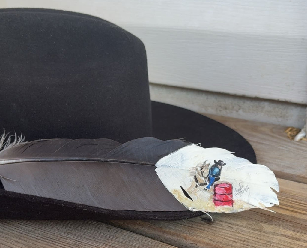 Barrel Racing Painted Heron Feather