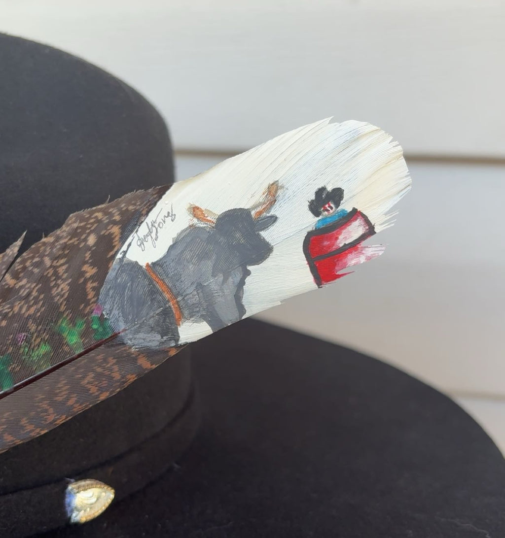 Rodeo Clown Painted Turkey Feather