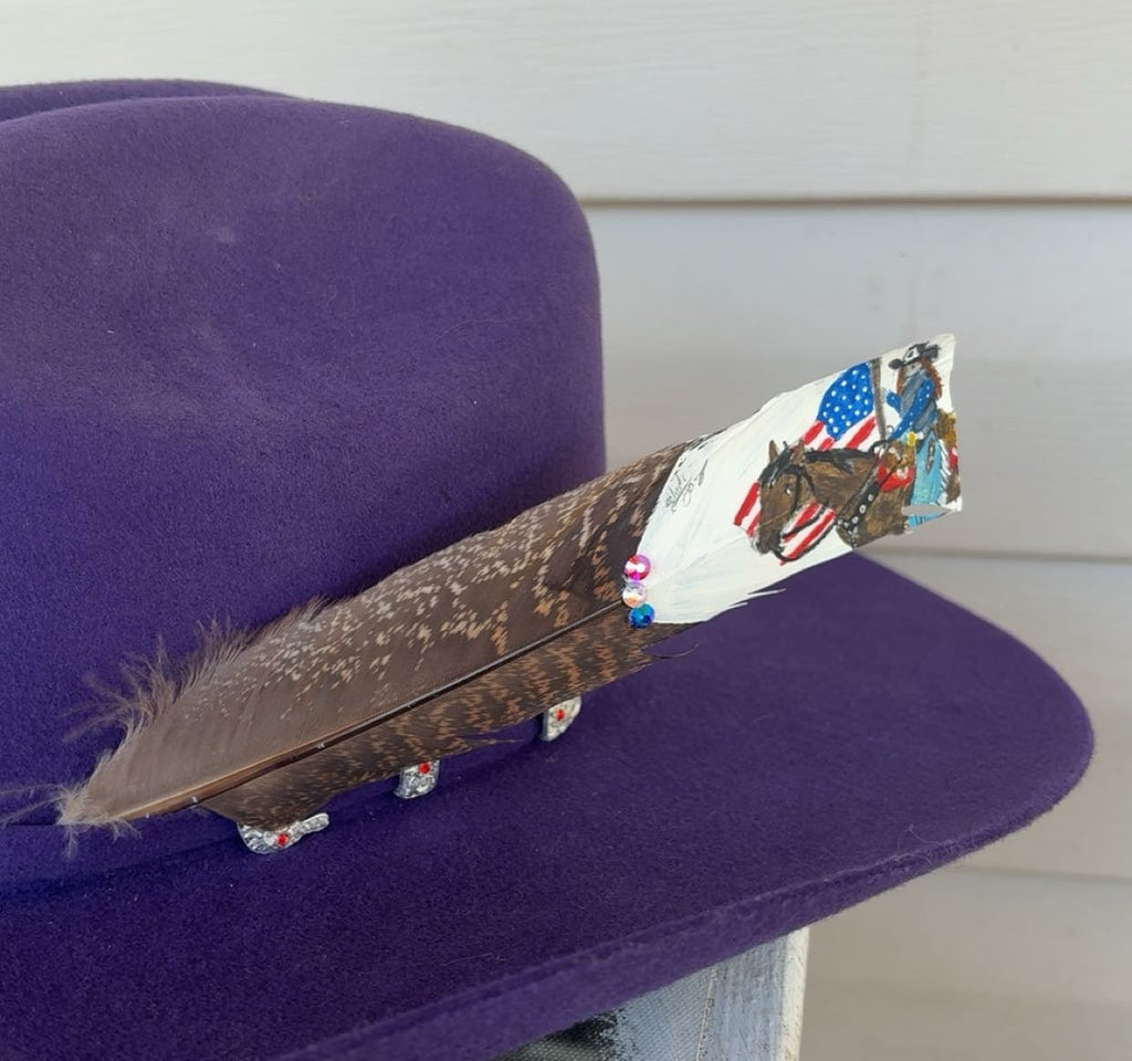 Rodeo Queen - American Flag- Painted Turkey Feather