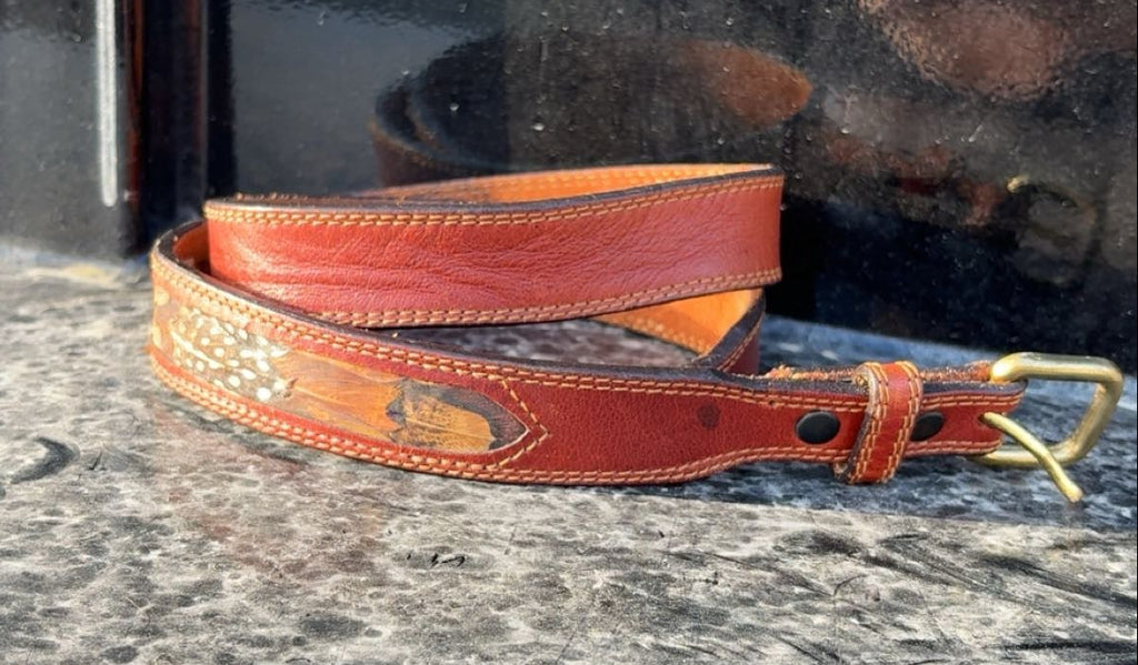 Vintage Kids Leather Feather Belt
