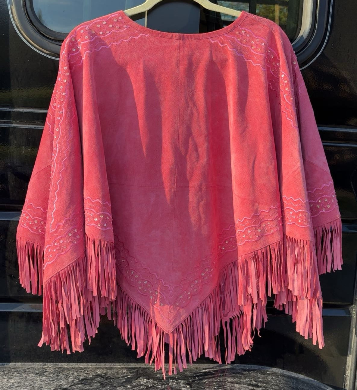 Vintage Margret Godfrey Pink Sparkle Leather Women's Poncho