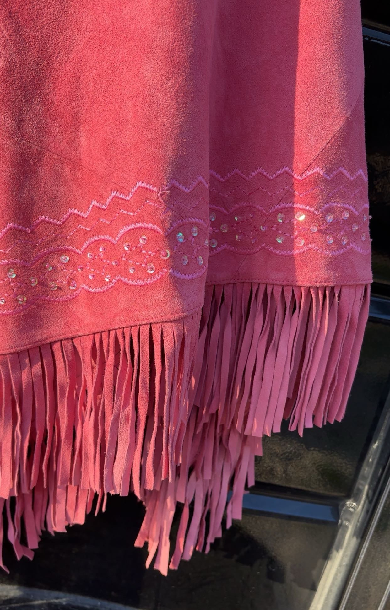 Vintage Margret Godfrey Pink Sparkle Leather Women's Poncho